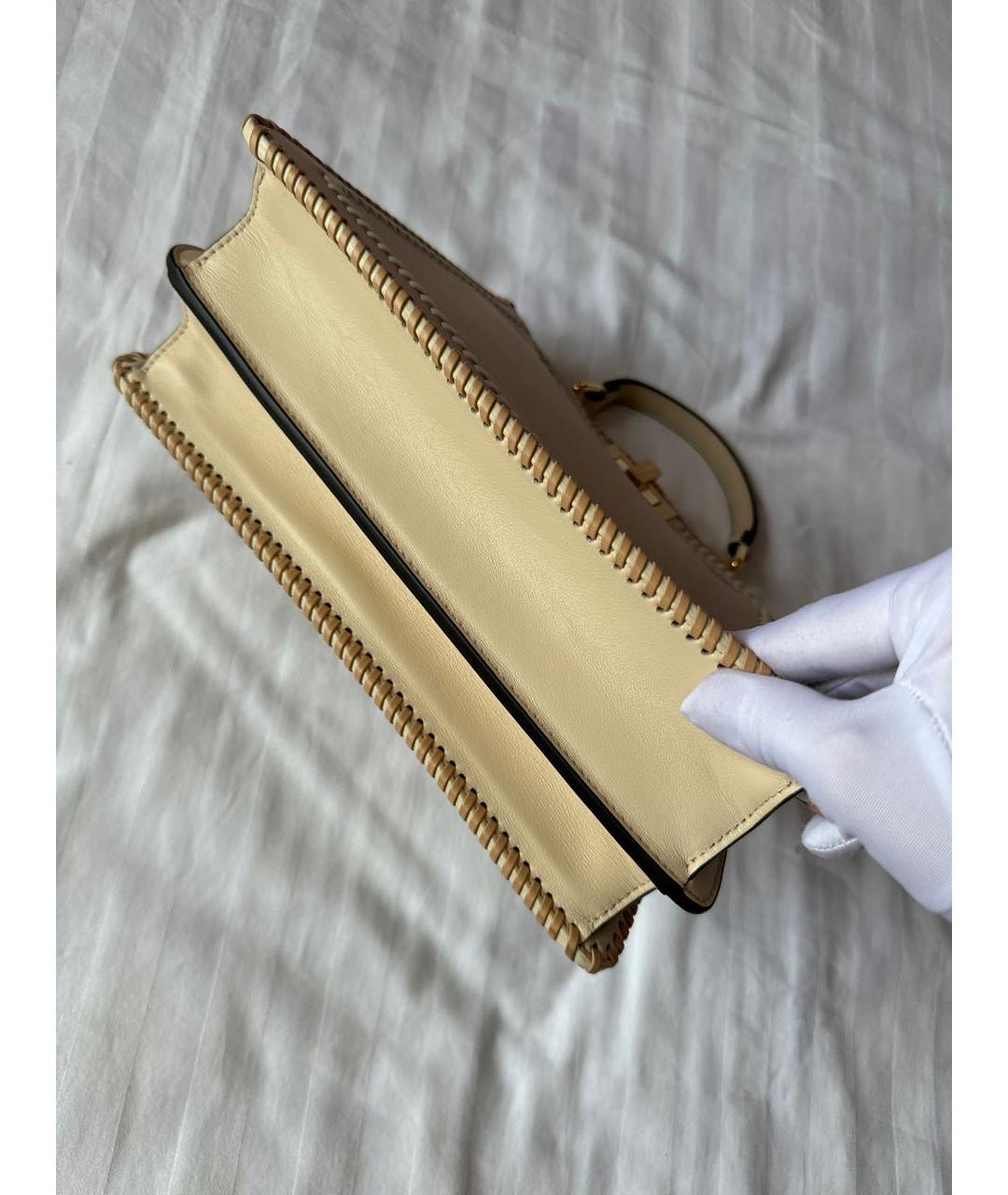 FENDI Бежевая кожаная сумка тоут, фото 5