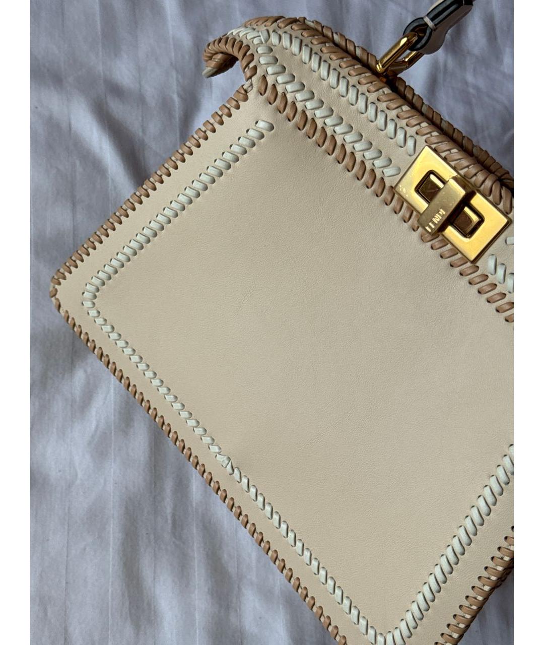 FENDI Бежевая кожаная сумка тоут, фото 8