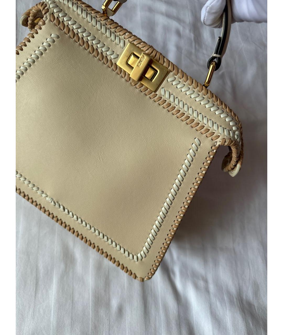 FENDI Бежевая кожаная сумка тоут, фото 4