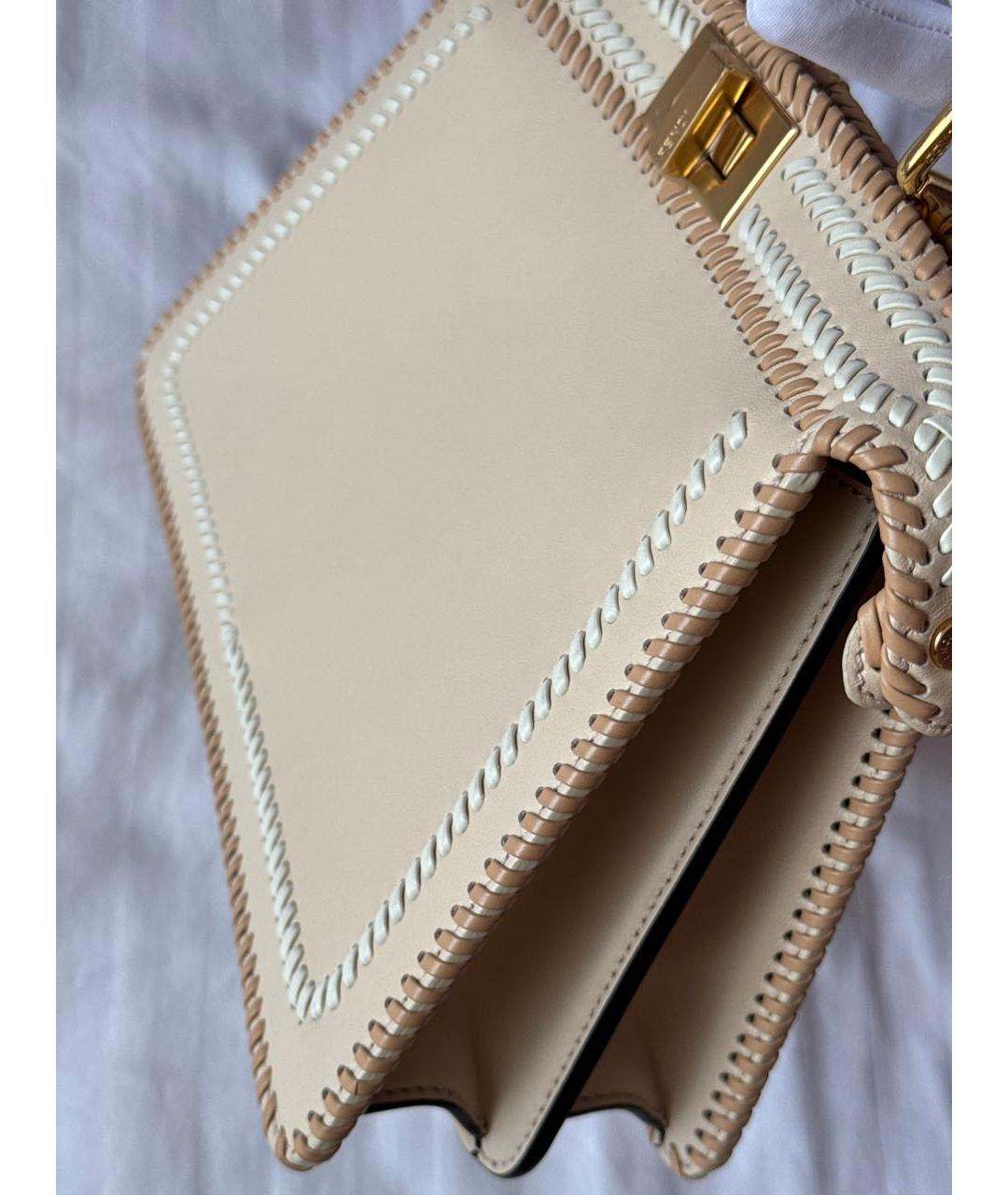 FENDI Бежевая кожаная сумка тоут, фото 7