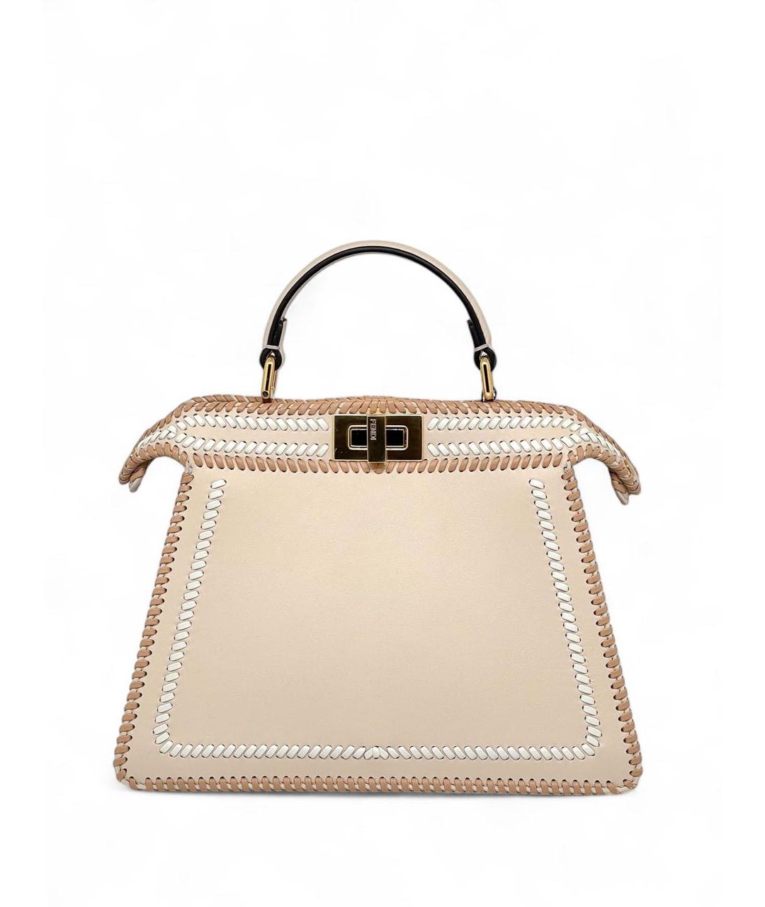FENDI Бежевая кожаная сумка тоут, фото 9