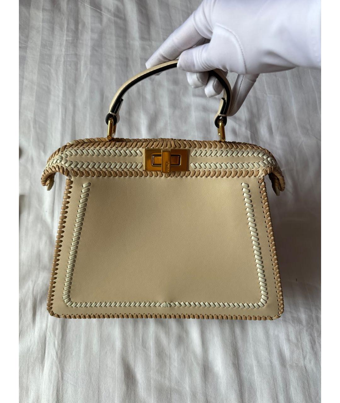 FENDI Бежевая кожаная сумка тоут, фото 3