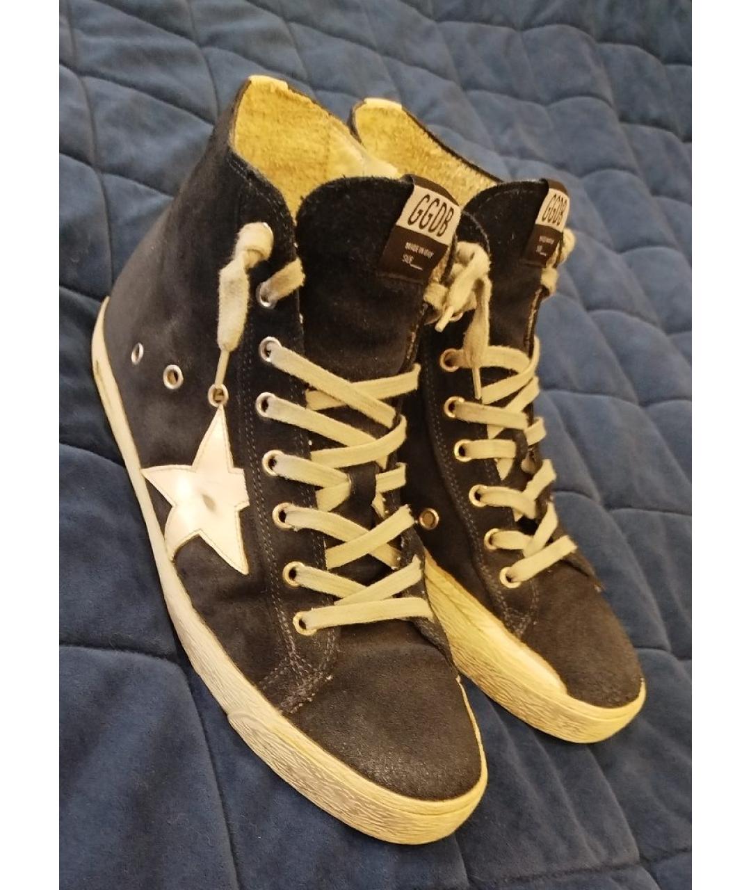 GOLDEN GOOSE Черные замшевые высокие кроссовки / кеды, фото 10