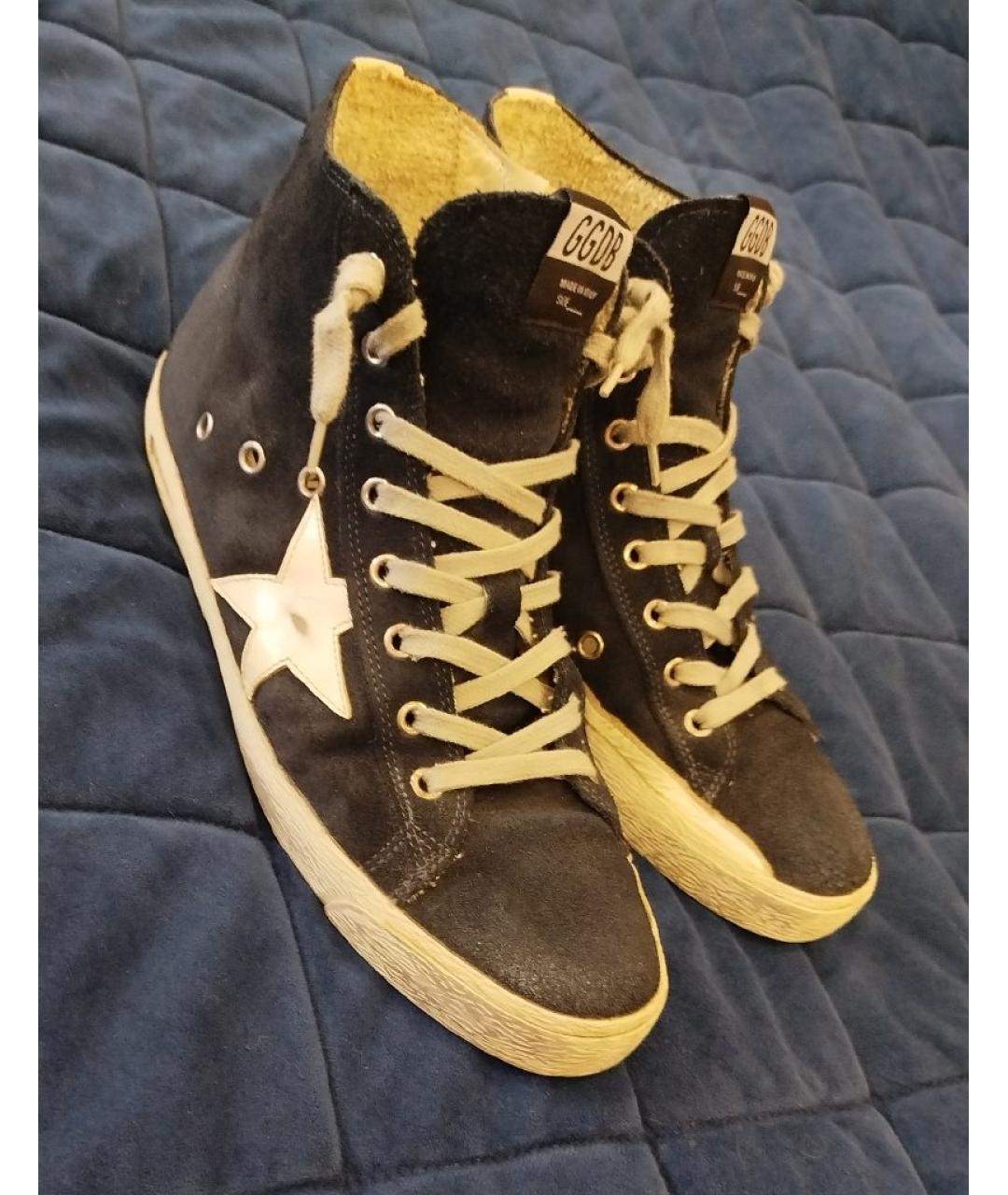 GOLDEN GOOSE Черные замшевые высокие кроссовки / кеды, фото 2