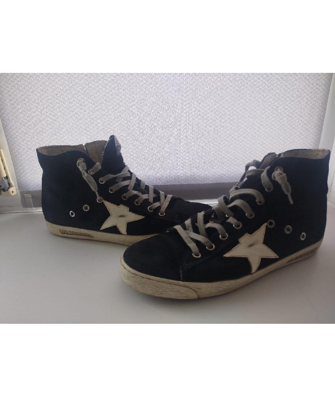 GOLDEN GOOSE Черные замшевые высокие кроссовки / кеды, фото 2