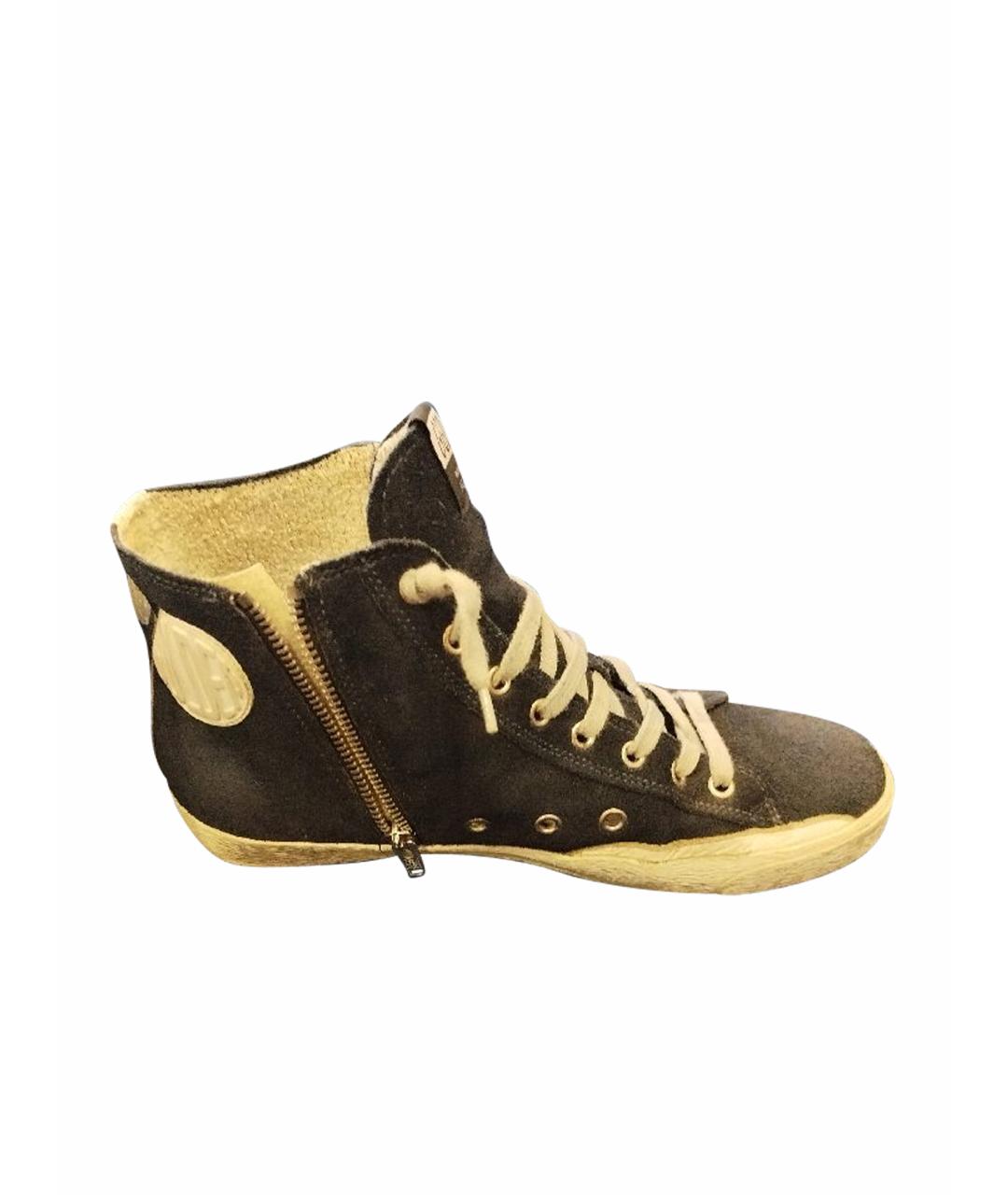 GOLDEN GOOSE Черные замшевые высокие кроссовки / кеды, фото 1