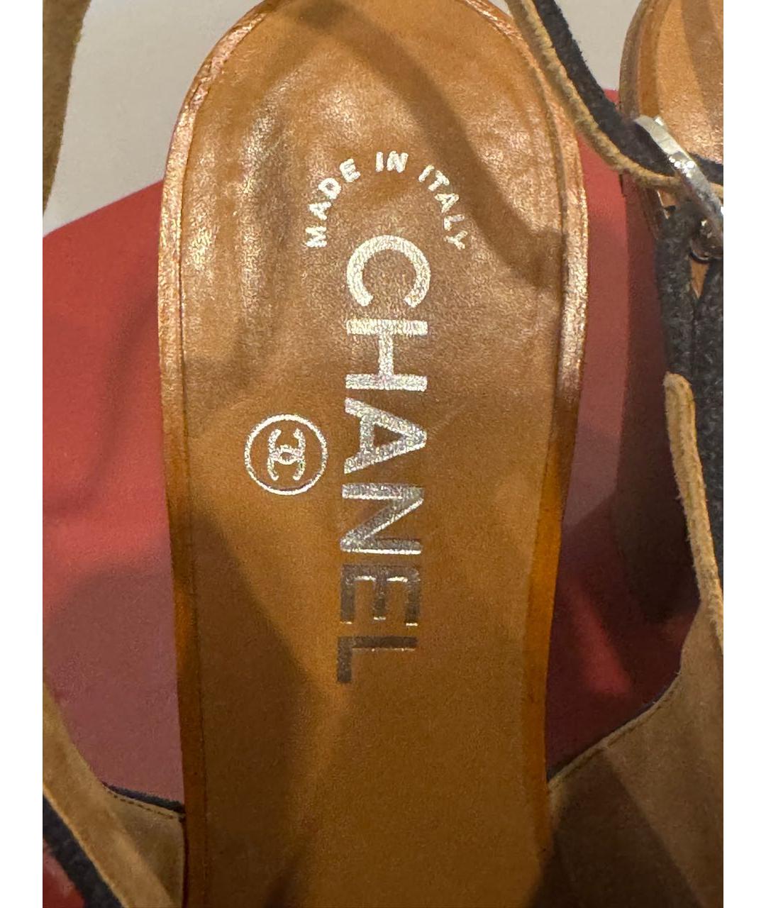 CHANEL Темно-синие замшевые босоножки, фото 8