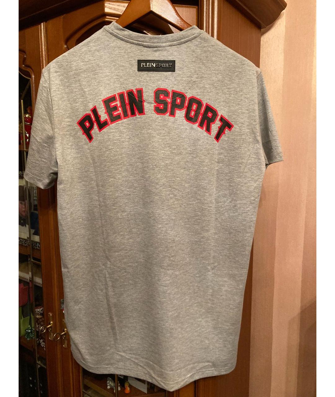 PLEIN SPORT Серая хлопковая футболка, фото 2