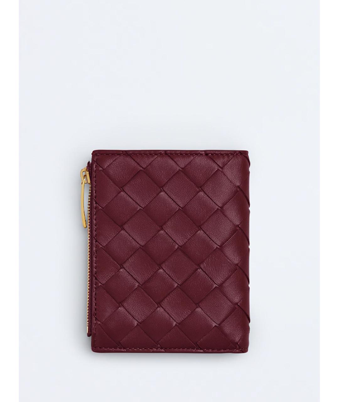 BOTTEGA VENETA Бордовый кожаный кошелек, фото 2