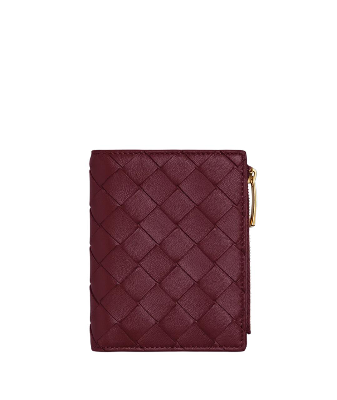 BOTTEGA VENETA Бордовый кожаный кошелек, фото 1
