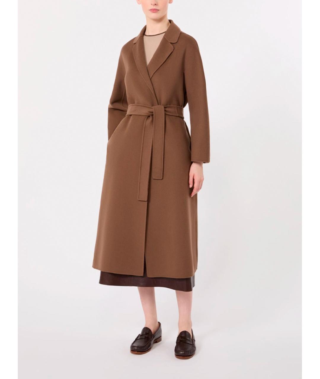 MAX MARA Коричневое шерстяное пальто, фото 4