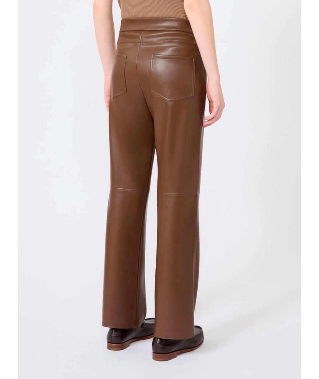 MAX MARA Коричневые полиэстеровые прямые брюки, фото 5