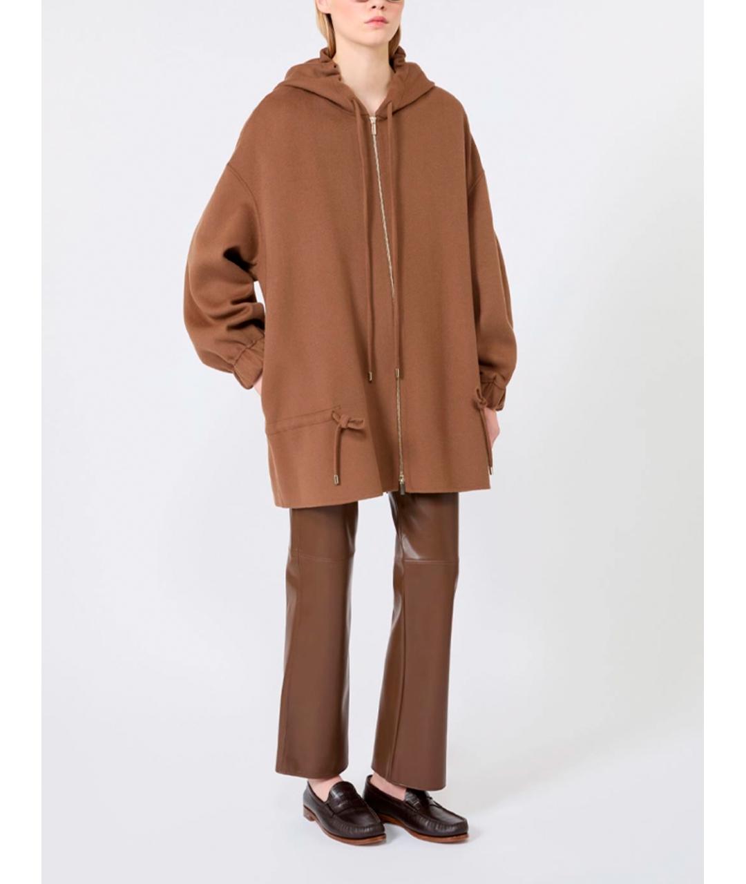 MAX MARA Коричневые полиэстеровые прямые брюки, фото 3