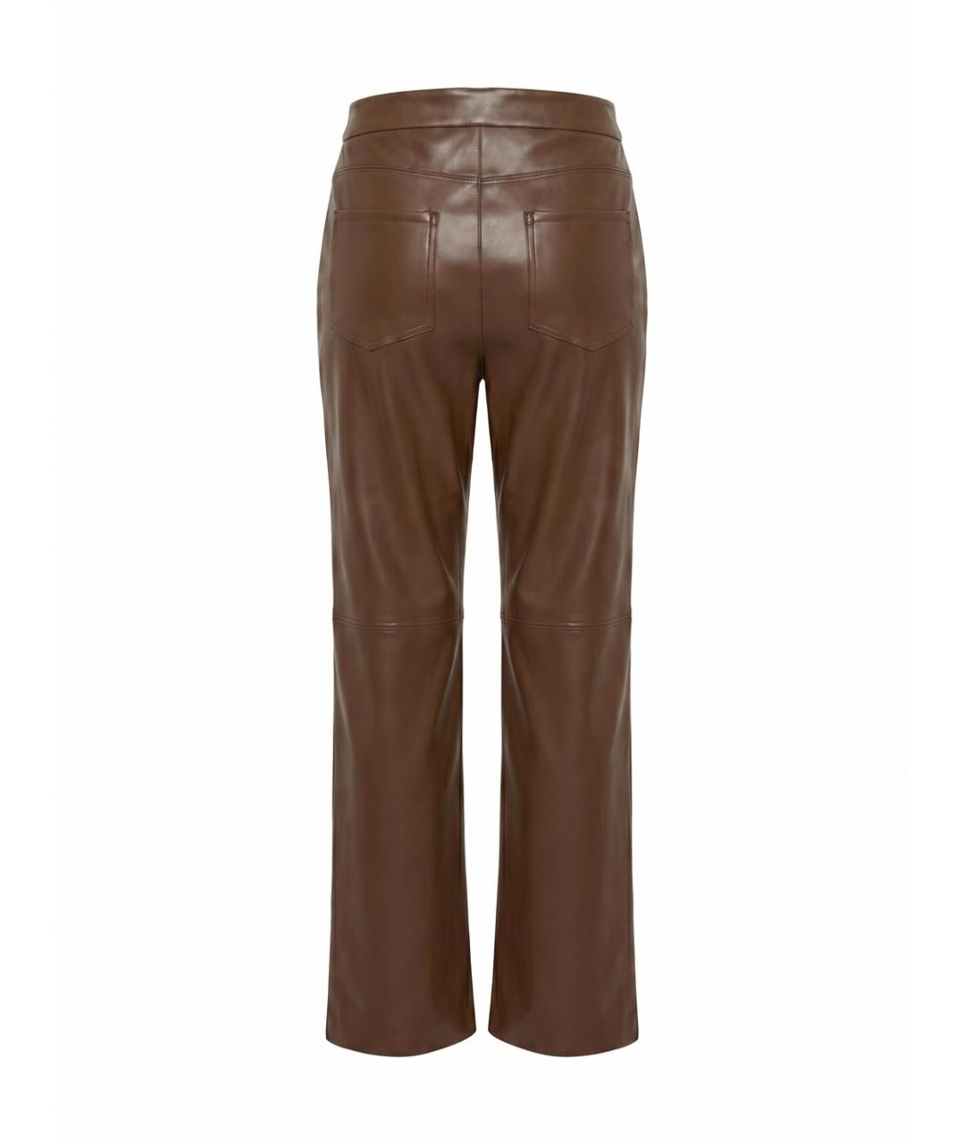 MAX MARA Коричневые полиэстеровые прямые брюки, фото 2