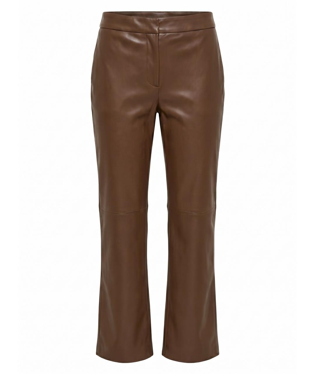 MAX MARA Коричневые полиэстеровые прямые брюки, фото 1