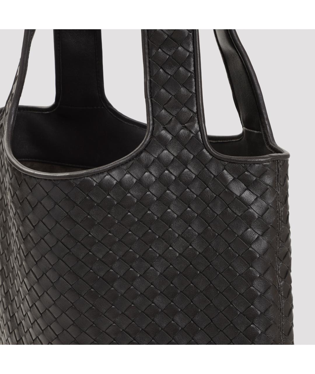 BOTTEGA VENETA Черная кожаная сумка тоут, фото 3