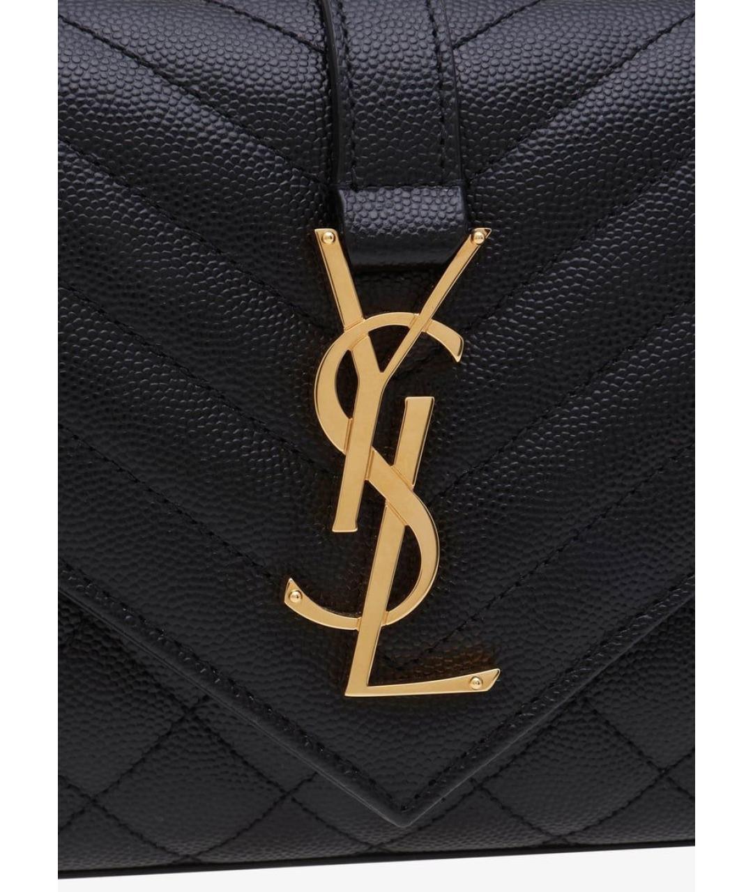 SAINT LAURENT Черная кожаная сумка через плечо, фото 2