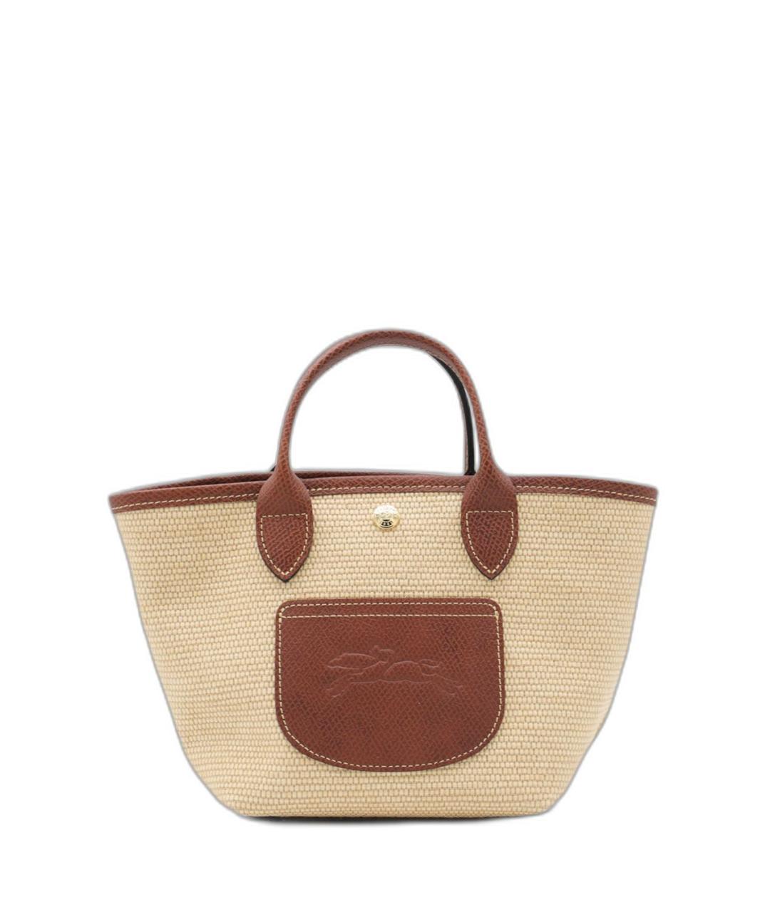 LONGCHAMP Коричневая хлопковая сумка с короткими ручками, фото 1