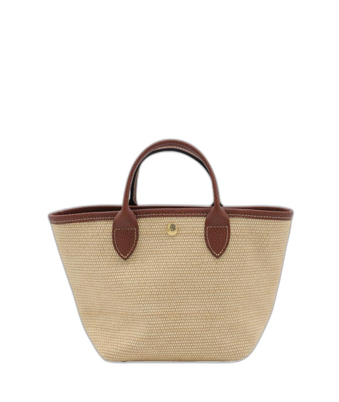 LONGCHAMP Коричневая хлопковая сумка с короткими ручками, фото 2