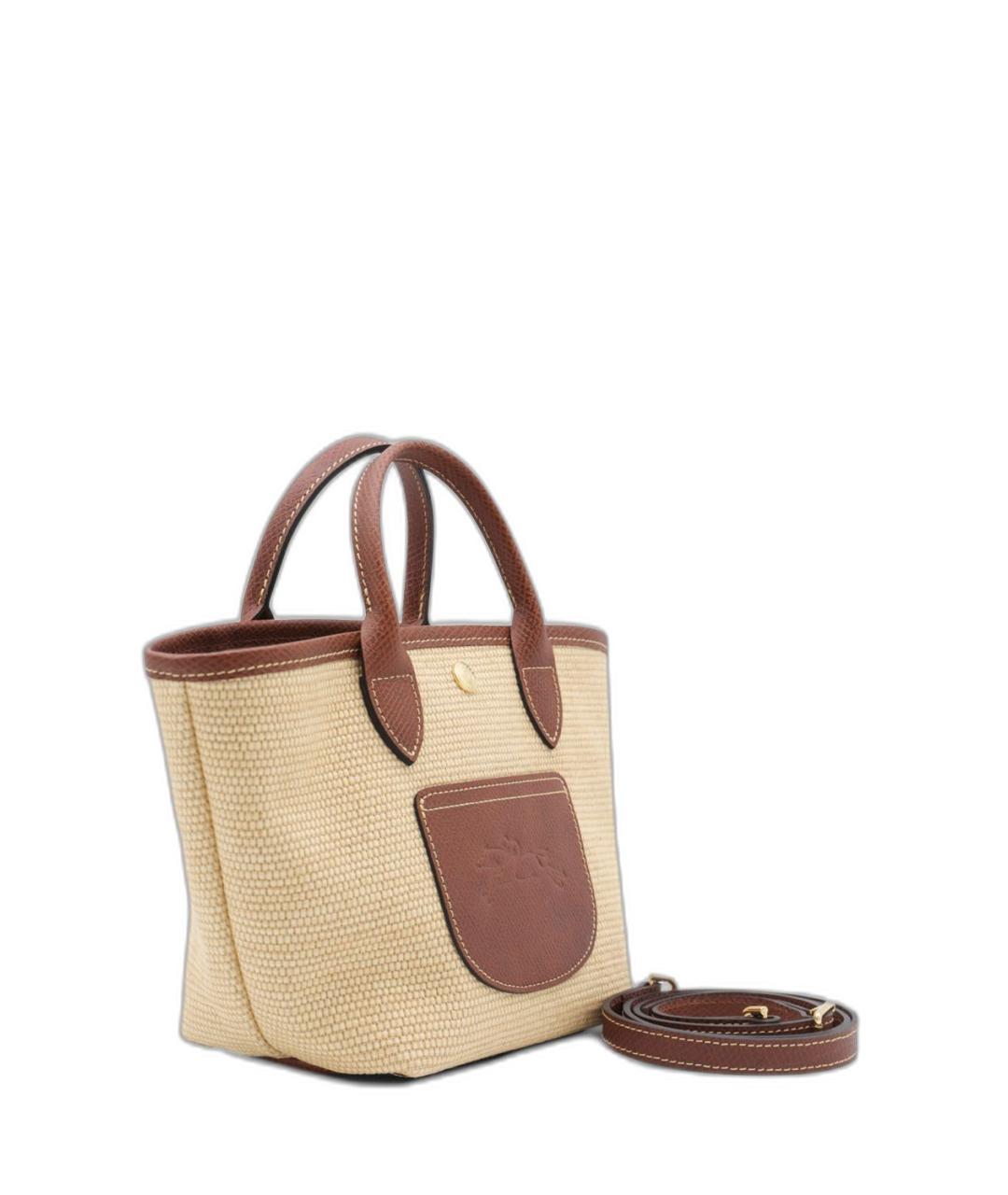 LONGCHAMP Коричневая хлопковая сумка с короткими ручками, фото 3