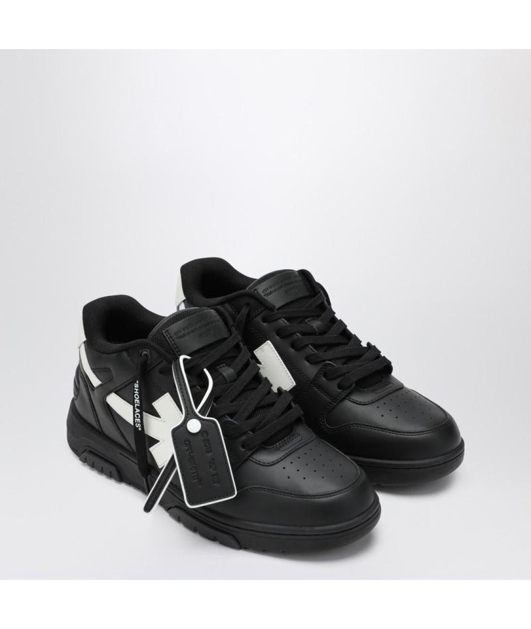 OFF-WHITE Черные кожаные низкие кроссовки / кеды, фото 6