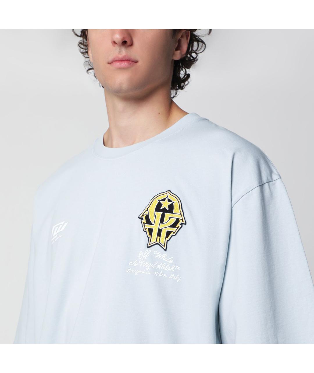 OFF-WHITE Голубая хлопковая футболка, фото 2