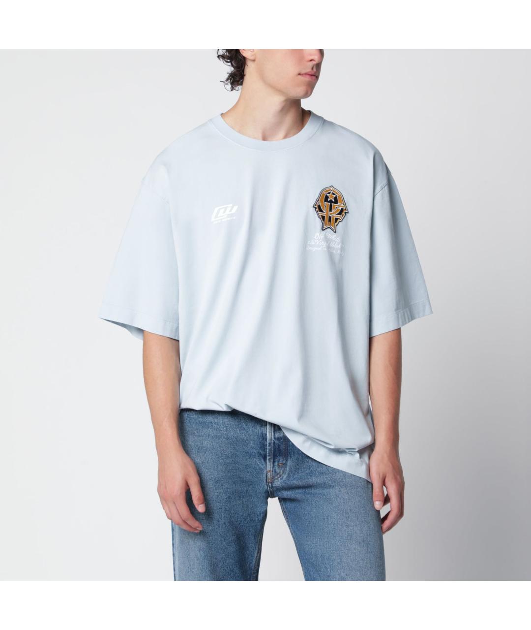 OFF-WHITE Голубая хлопковая футболка, фото 3