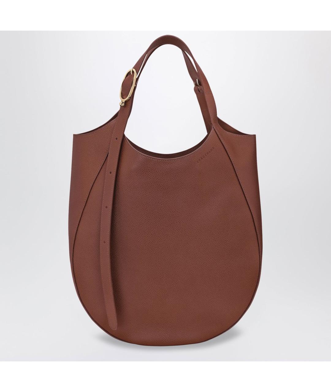 LONGCHAMP Коричневая кожаная сумка с короткими ручками, фото 3