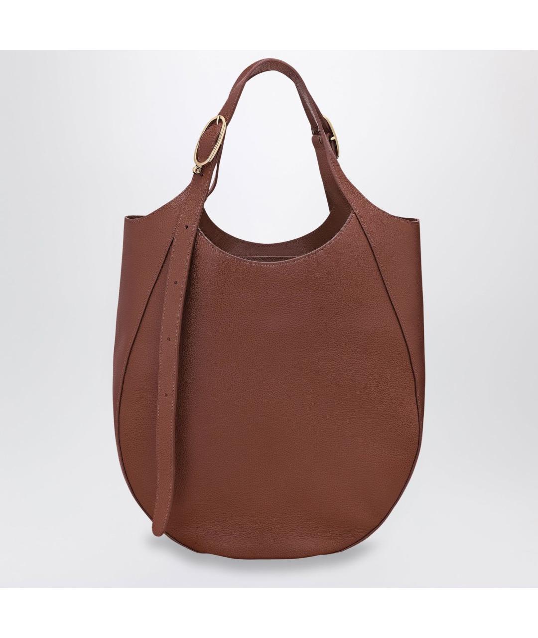 LONGCHAMP Коричневая кожаная сумка с короткими ручками, фото 2