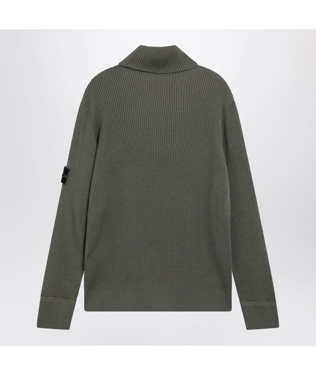 STONE ISLAND Зеленый шерстяной джемпер / свитер, фото 2