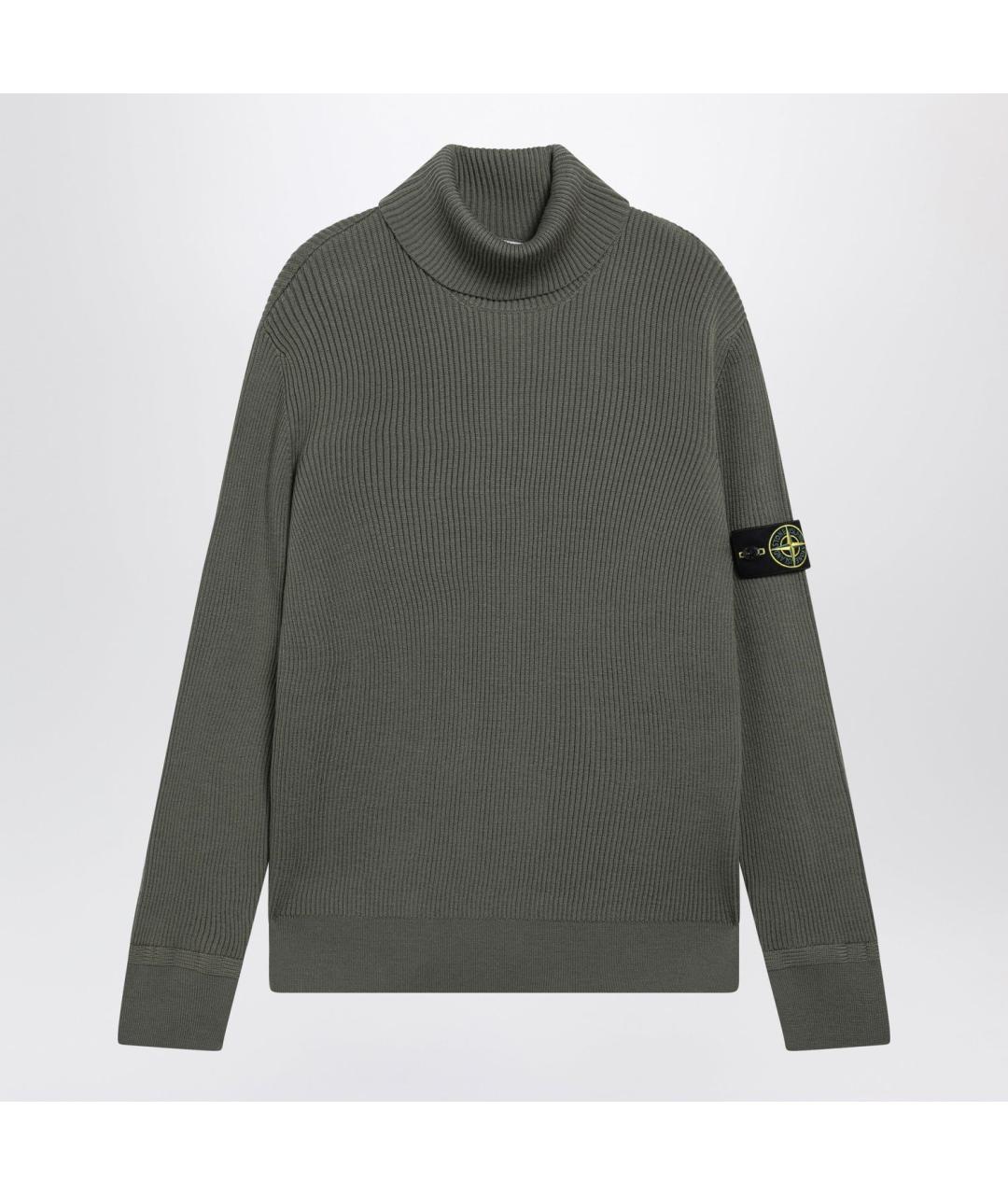 STONE ISLAND Зеленый шерстяной джемпер / свитер, фото 3