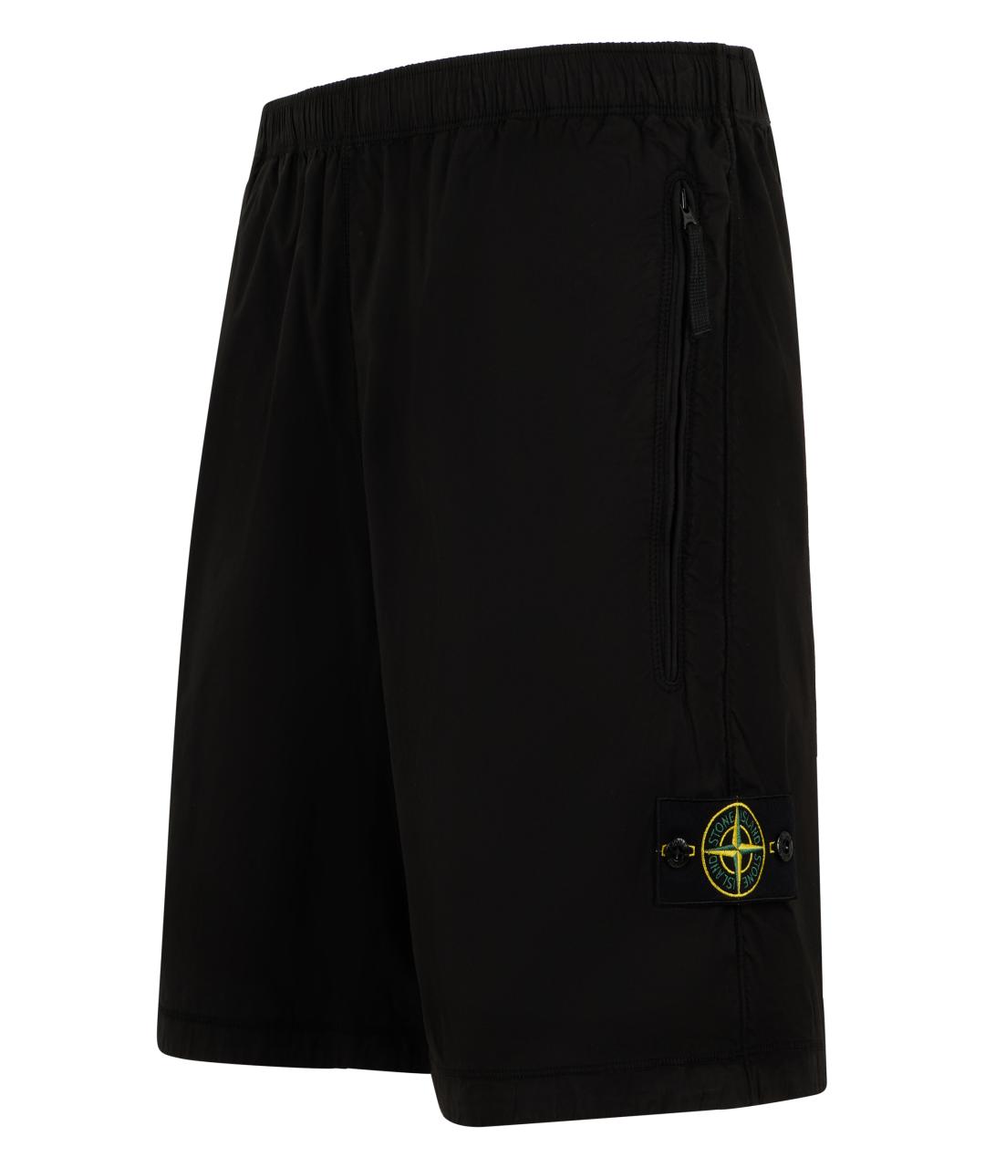 STONE ISLAND Черные хлопковые шорты, фото 3