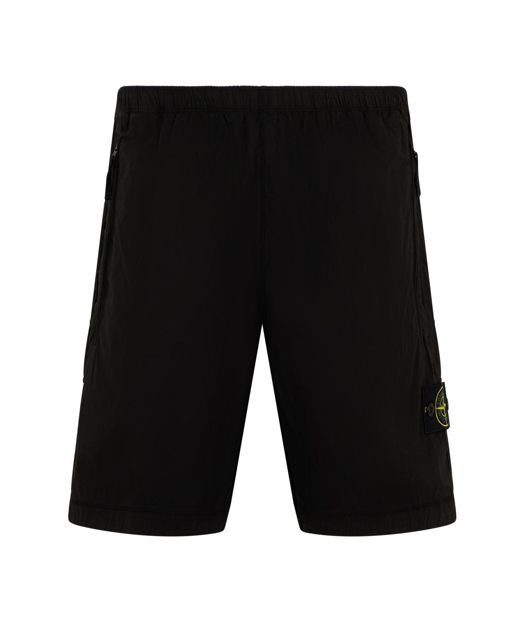 STONE ISLAND Черные хлопковые шорты, фото 1