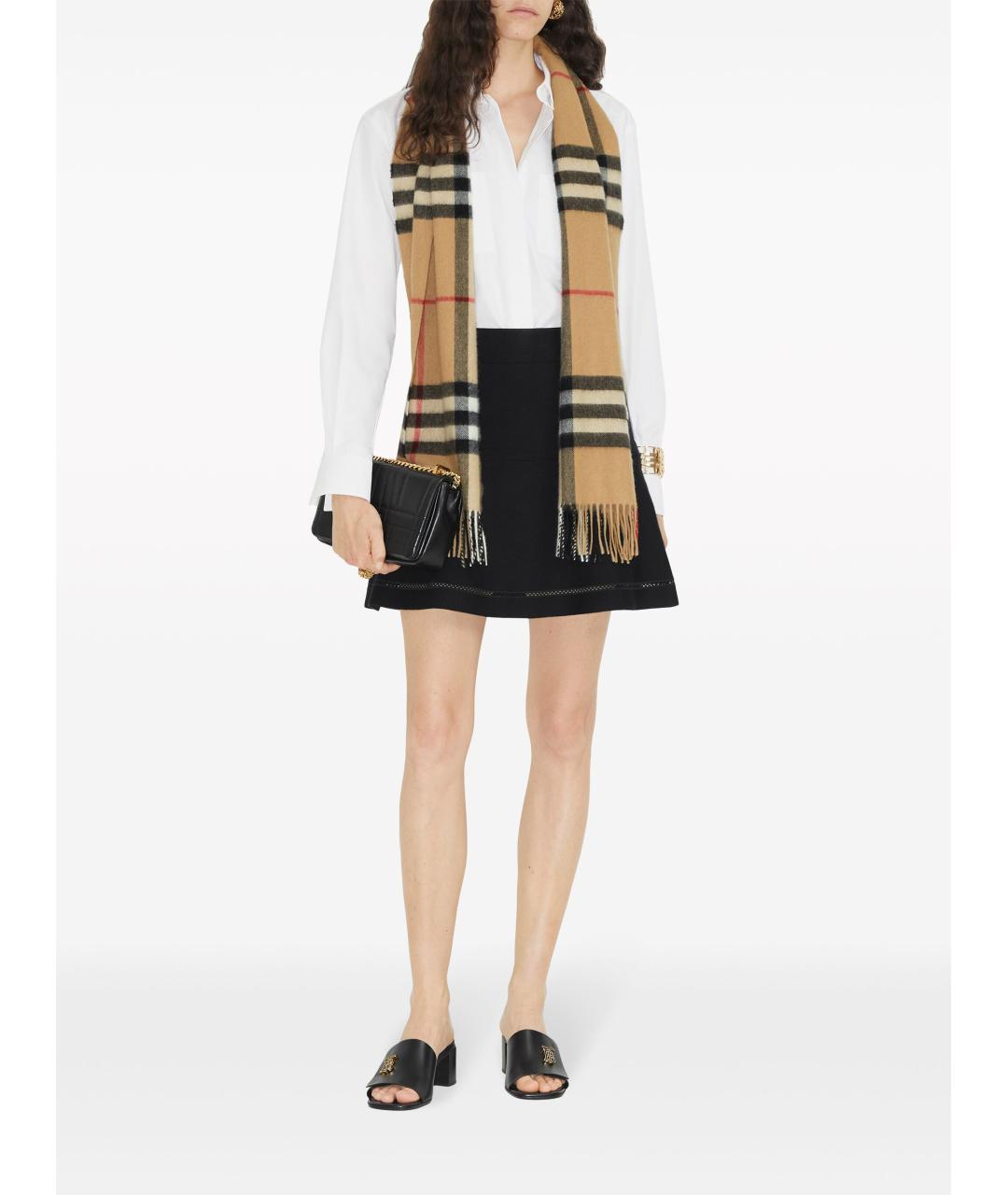 BURBERRY Бежевый кашемировый шарф, фото 5