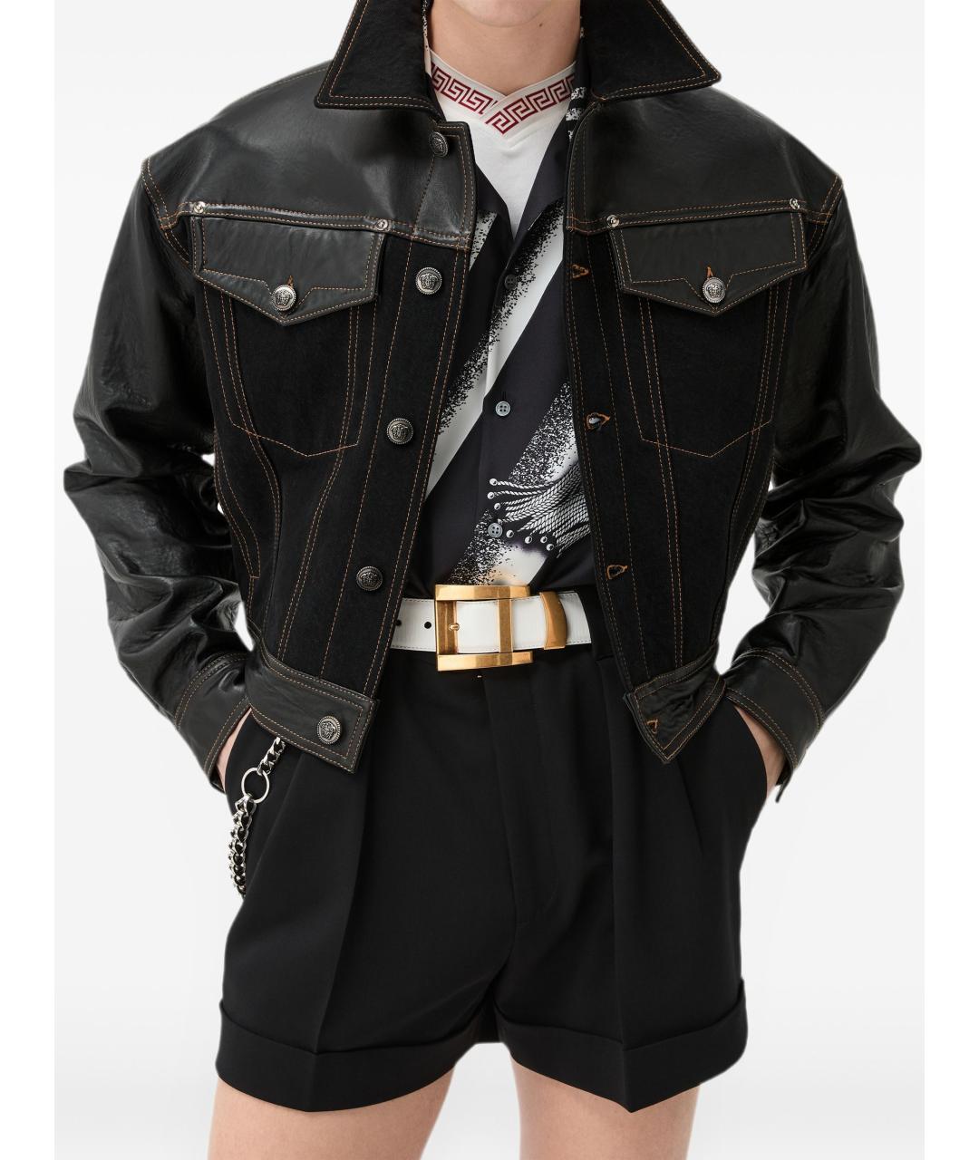 VERSACE Черная деним куртка, фото 4