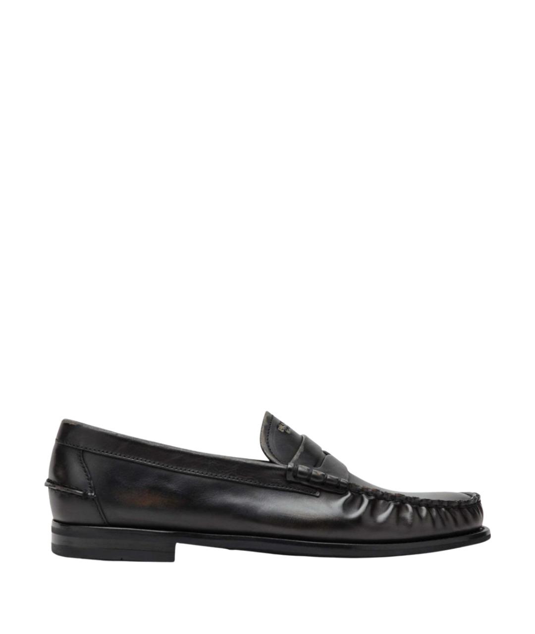 PRADA Черные кожаные лоферы, фото 1