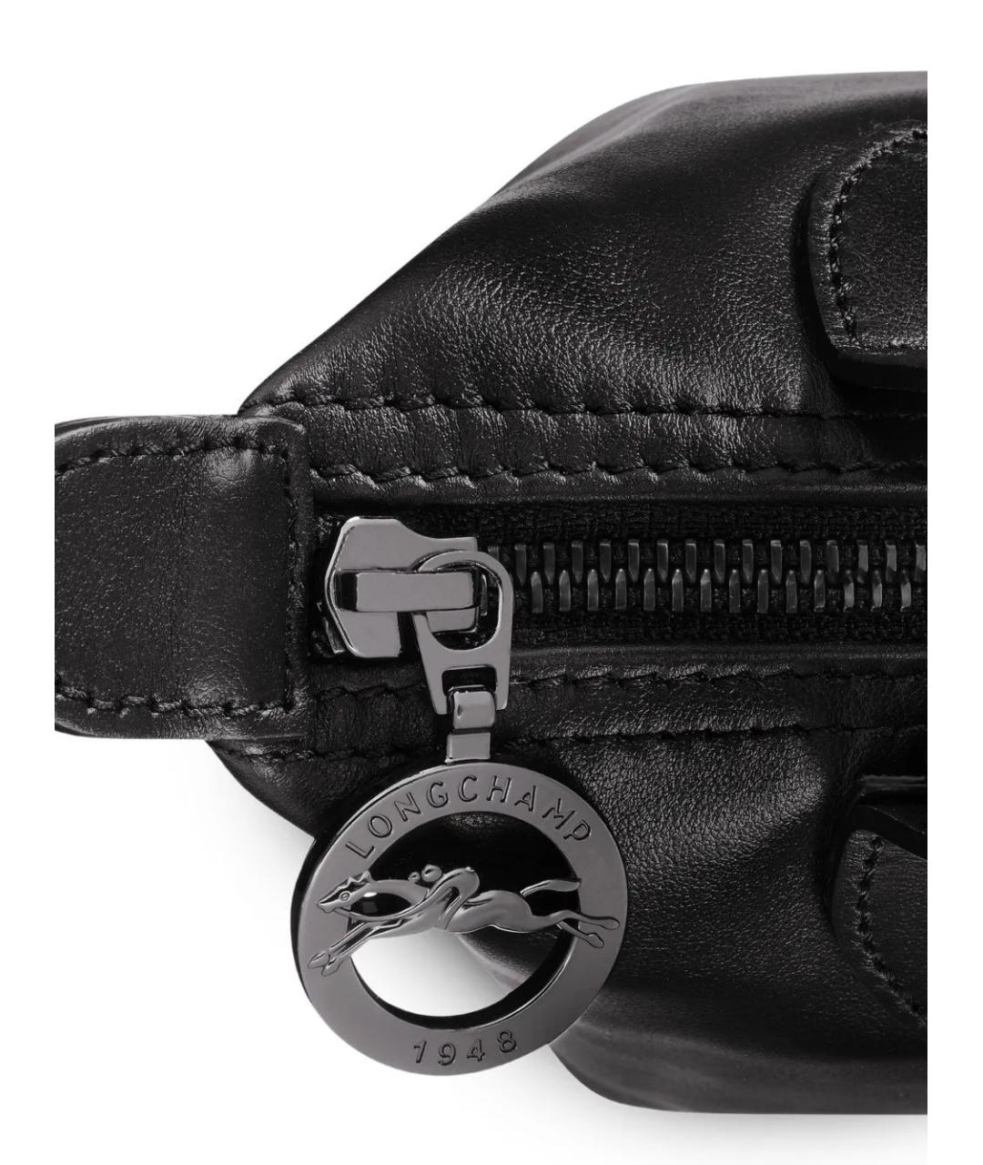 LONGCHAMP Черная кожаная сумка с короткими ручками, фото 5