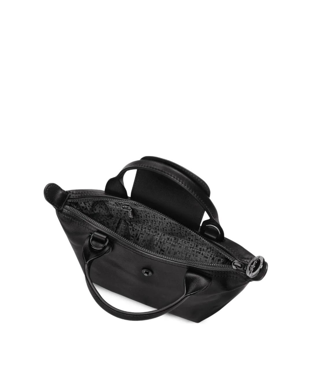 LONGCHAMP Черная кожаная сумка с короткими ручками, фото 4