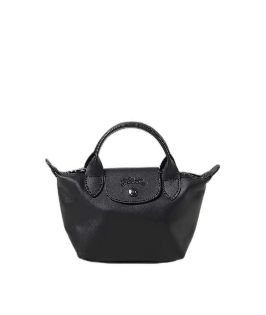LONGCHAMP Черная кожаная сумка с короткими ручками, фото 1