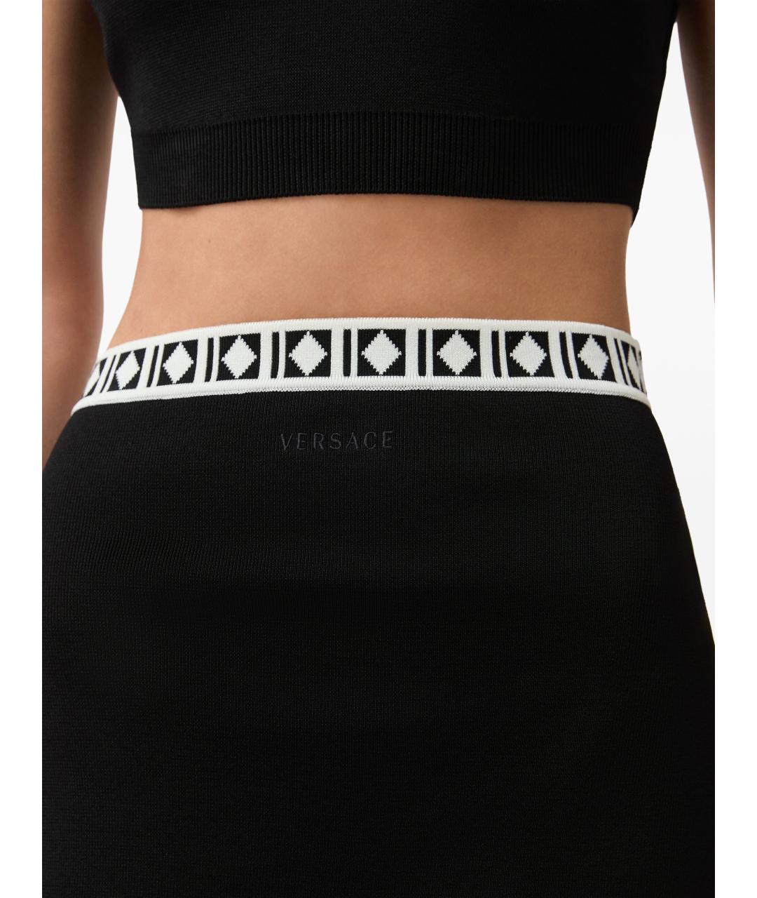 VERSACE Черная вискозная юбка миди, фото 2