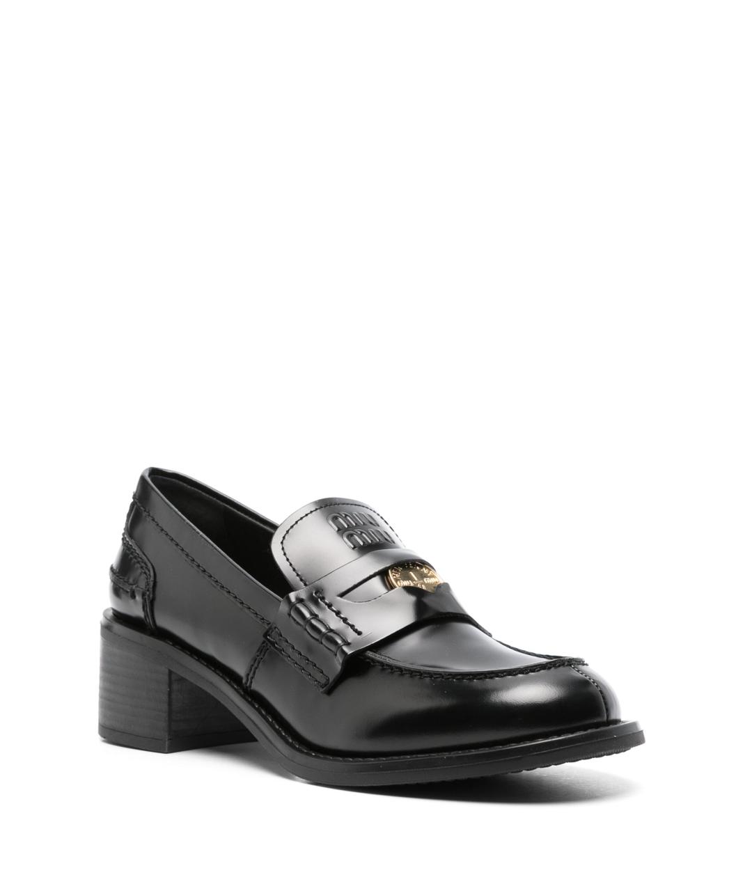 MIU MIU Черные кожаные лоферы, фото 4
