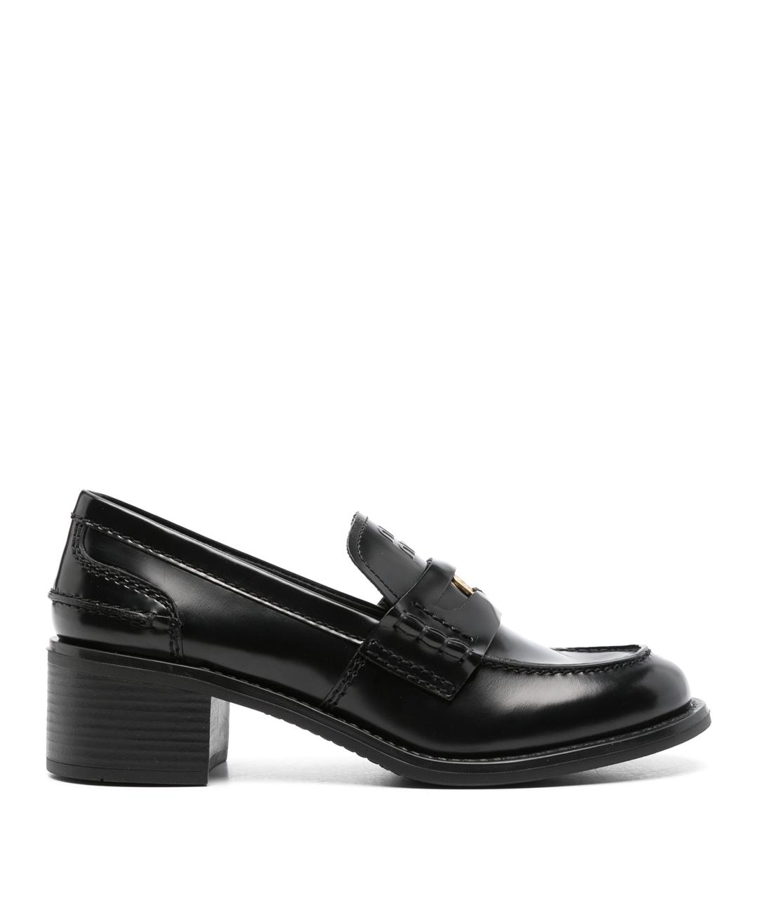 MIU MIU Черные кожаные лоферы, фото 1