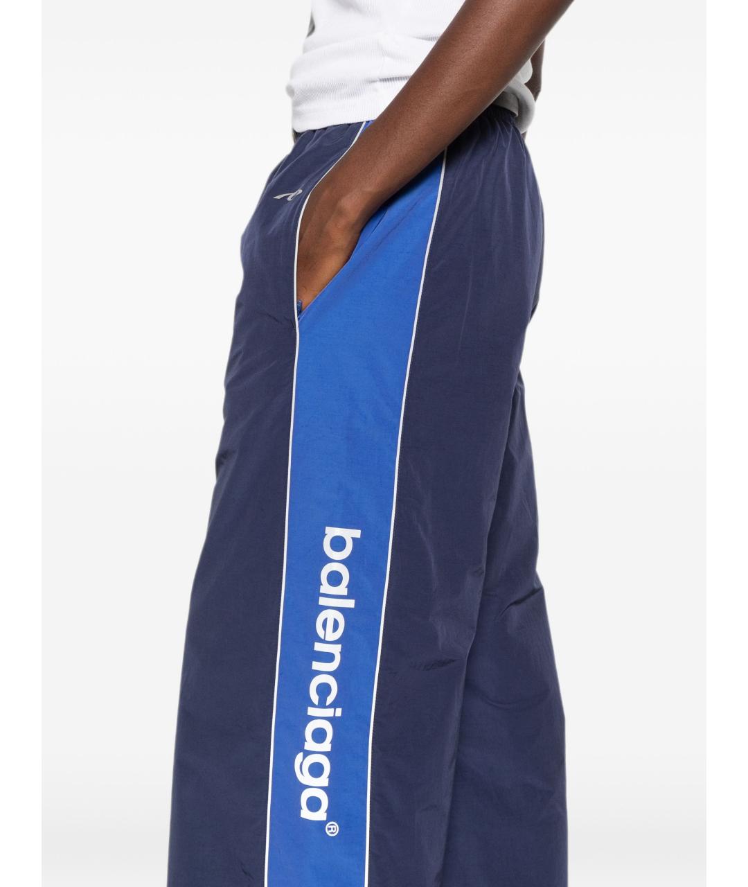 BALENCIAGA Синие хлопковые прямые брюки, фото 4