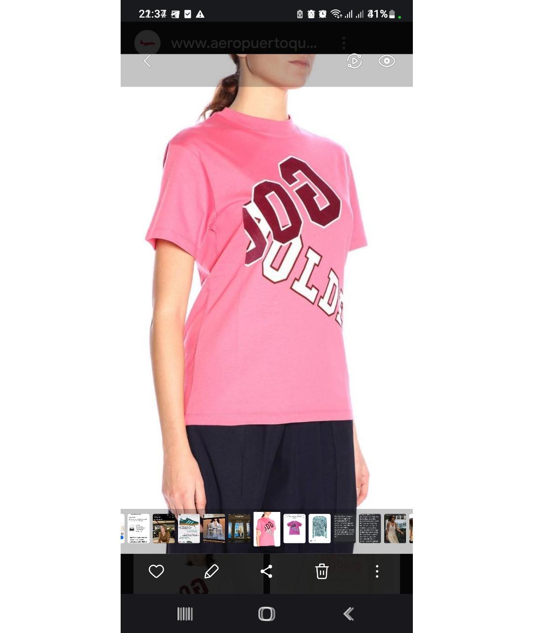 GOLDEN GOOSE DELUXE BRAND Розовая хлопковая футболка, фото 7