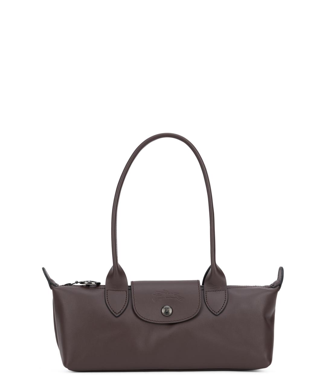 LONGCHAMP Коричневая кожаная сумка с короткими ручками, фото 1