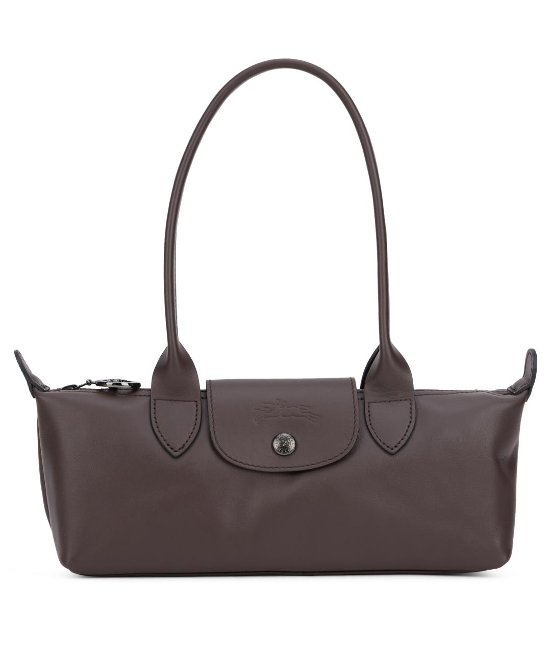 LONGCHAMP Коричневая кожаная сумка с короткими ручками, фото 2