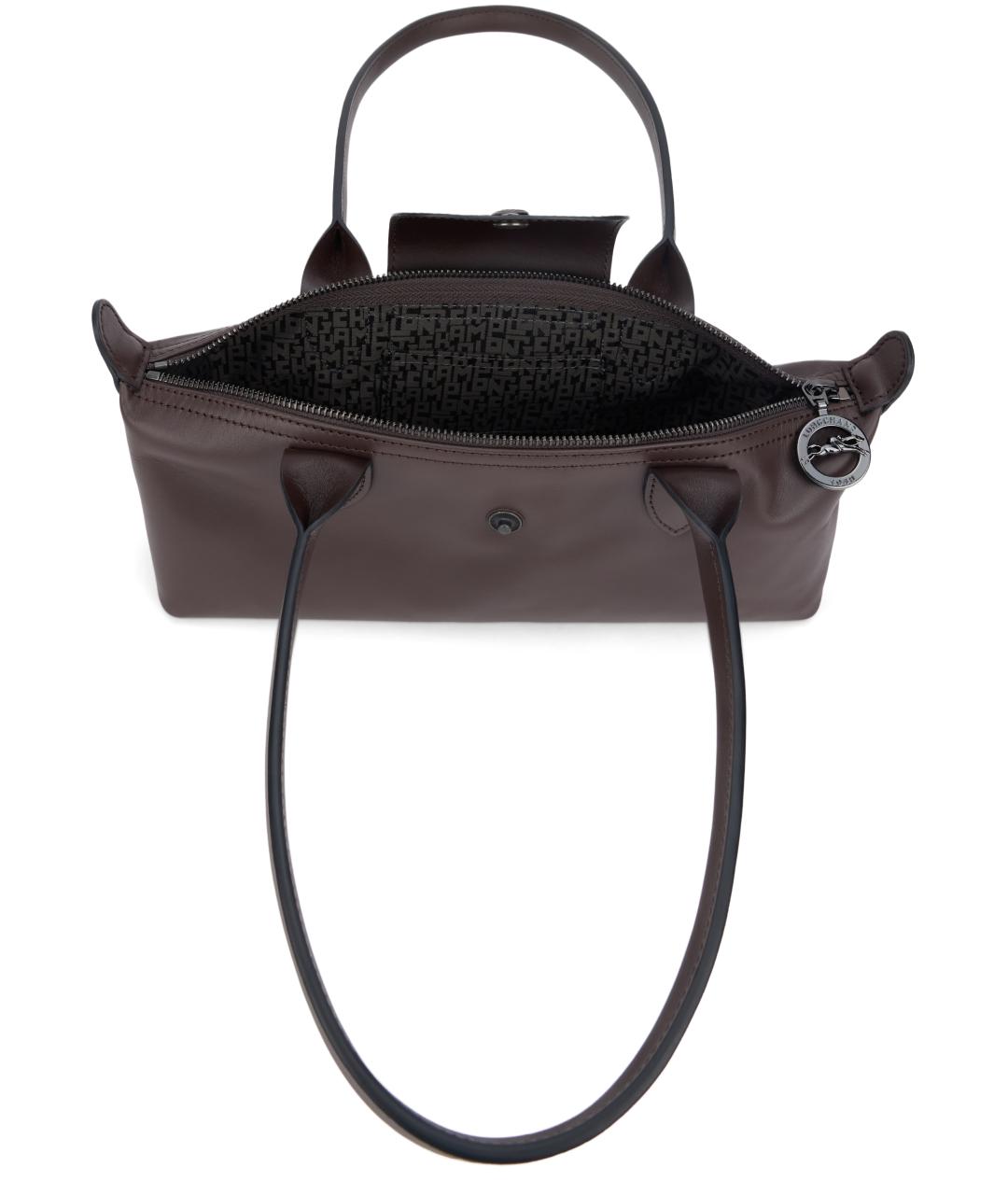 LONGCHAMP Коричневая кожаная сумка с короткими ручками, фото 5