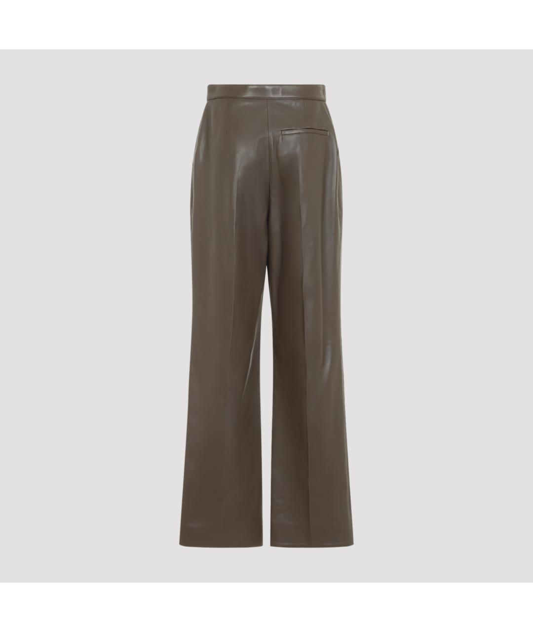 BOTTEGA VENETA Хаки кожаные прямые брюки, фото 2