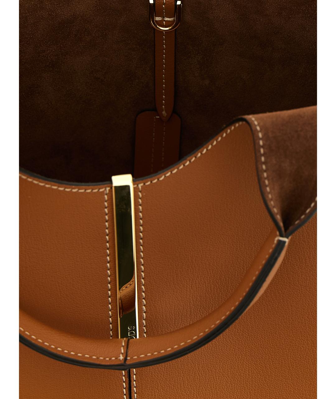 TOD'S Коричневая кожаная сумка тоут, фото 4
