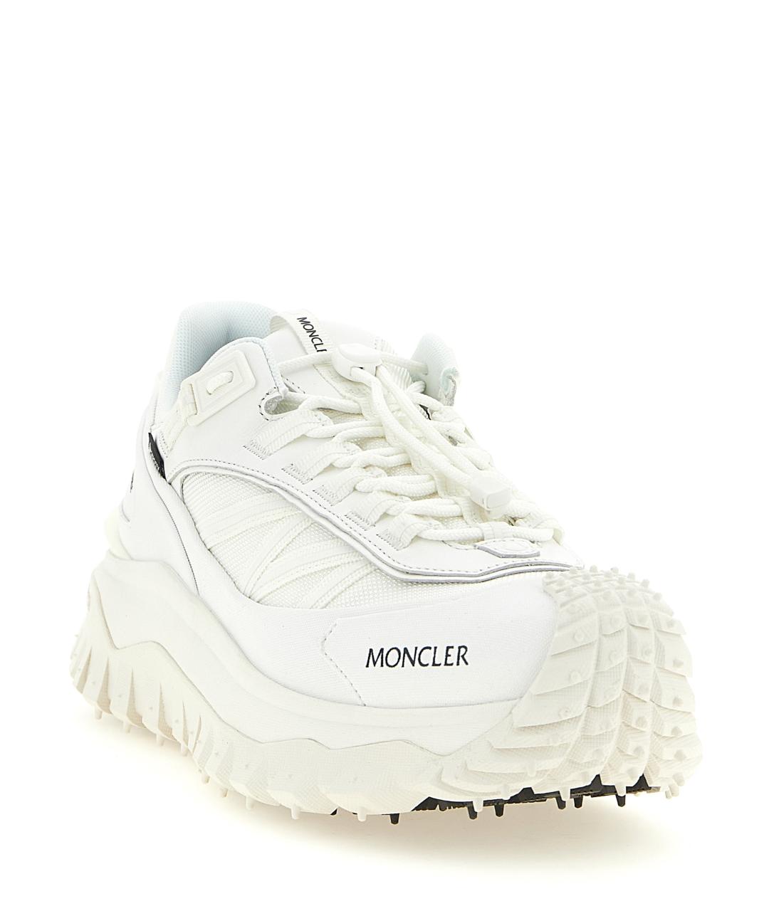 MONCLER Белые кожаные низкие кроссовки / кеды, фото 2